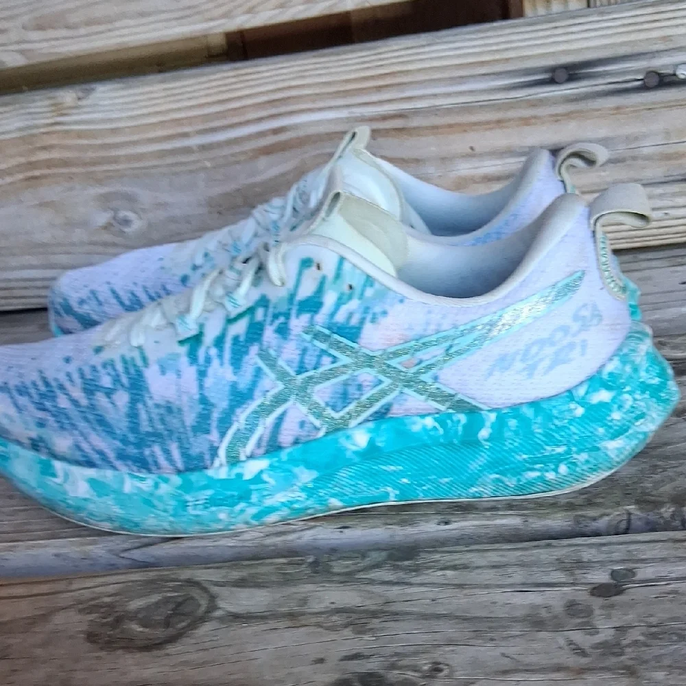 ASICS Mens's Noosa Tri White and Aqua Athletic Shoes - Picture 10 of 14